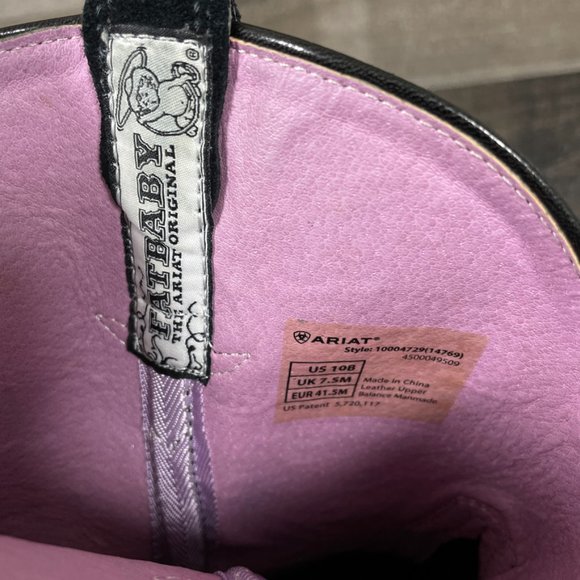 Ariat Fatbaby II Black Deertan & Purple Leather Western Boots 10004729 - Picture 9 of 12